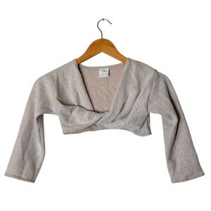 Zara | Like new cream long sleeve twist front cropped knit shrug sweater